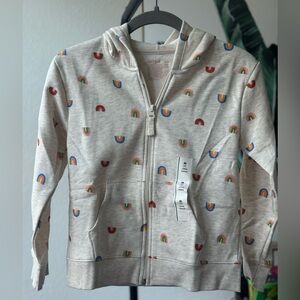 Cat & Jack Kids' Cream Hoodie with Colorful Rainbow Accents